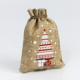 Цена за 5 шт. Мешочек новогодний подарочный с термонаклейкой Подарки, 13?18 см  1.5 см