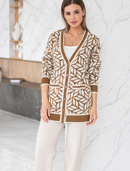 Кардиган Vilatte D31.130 из вискозы с кашемиром карамельно-бежевый  фото 4