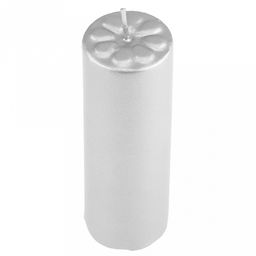 Свеча "Цилиндр" д4см, h12см, парафин, с декором, "Лепесточки", время горения 18 часов, серебряный (Россия)