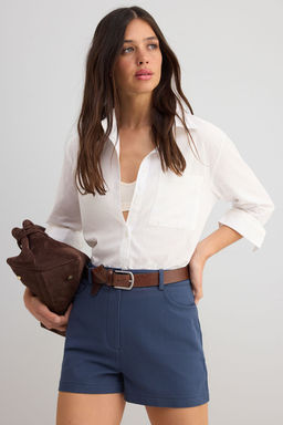 Trendyolmilla Beyaz %100 Pamuk Gabardin City Boy Sort & Bermuda TWOSS25SR00210 фото 6