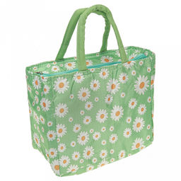 Ромашки Сумка обеденная 24х14х19см (31см с ручками), полиэстер, термоизоляция, на молнии, наружный карман на молнии, светло-зеленый (Китай)