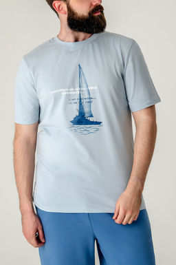 Арт. 614-150 Футболка мужская 48-56 (5 шт) Цвет:небесный