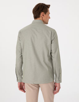 Haki Oxford Slim Fit Kolay _t_lenebilir G_mlek