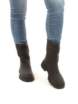 04-C186M BLACK Ботинки зимние женские (натуральная кожа (нубук) натуральный мех) - Фабричный китай фото 3