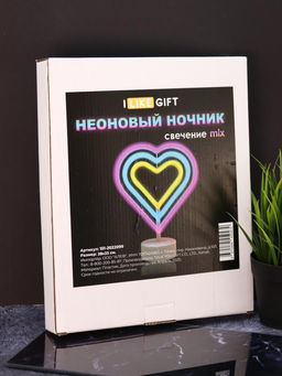 Неоновый LED ночник настольный "Native hearts", свечение mix (28*23 см)