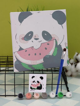 Картина по номерам на подрамнике Draw Me! Panda with watermelon, (20*20 см)