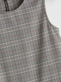 Bisiklet Yaka Ekose K?z ?ocuk Elbise