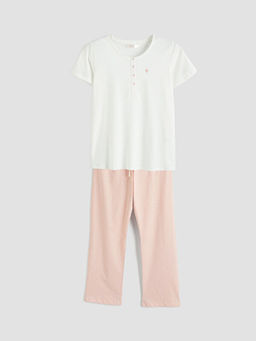 Bisiklet Yaka Kalp Bask?l? Hamile Pijama Tak?m?