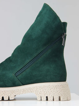 Ботинки 233.1541be. Зеленый замша/Байка
