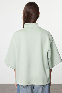 TRENDYOLMILLA Mint Oversize/Genis Kal?p Dik Yaka Truvakar Kol Orme Sweatshirt TWOAW25SW00016  фото 5