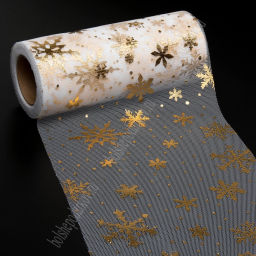 Фатин Снежинки 15 см*15 ярд (SF-3776) белый/золото - Больше подарков фото 4