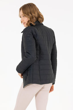 Женская темно-синяя кожаная куртка - U.s. polo assn фото 5