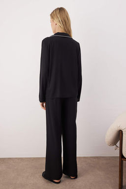 Trendyolmilla Ekru Kurdele/Fiyonk ve Biye Detayl? Viskon Dokuma Pijama Tak?m? THMAW25PT00032  фото 19