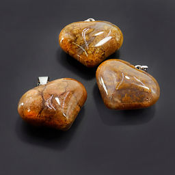 Подвеска Сердечко объемное из камня Яшма Gold оберег для привлечения изобилия