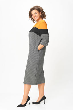 Платье Michel Chic 2188 гусиная лапка, горчица  фото 4