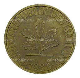 Монета 10 пфеннигов 1988 года J Германия