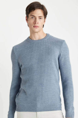 Standart Fit Normal Kesim Bisiklet Yaka Jakarl? Triko Kazak - Defacto фото 7