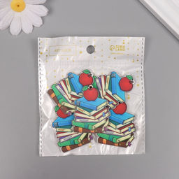 Декор для творчества дерево «Стопка книг с яблоком», набор 5 шт., 4.5×4×0.3 см