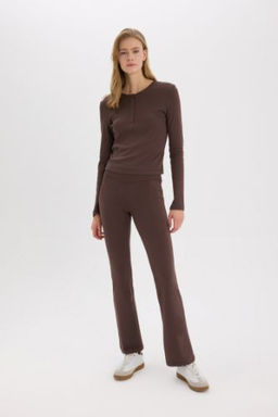 Coool Flare Fit Esnek Belli Ispanyol Paca Ribana Pantolon