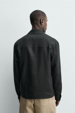 SOBRECAMISA 100% LINO CREMALLERA / Negro - Zara фото 3
