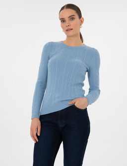 A__k Mavi Extra Slim Fit _rg_ Desenli Kazak