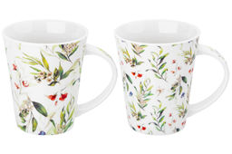 Набор 2 кружек 350 мл 12*9*11 см Зеленые веточки NEW BONE CHINA