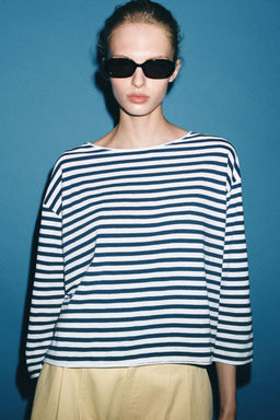 CAMISETA R?STICA RAYAS / Azul / Blanco