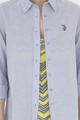 Женская голубая базовая рубашка с длинным рукавом Неожиданная скидка в корзине - U.s. polo assn фото 6