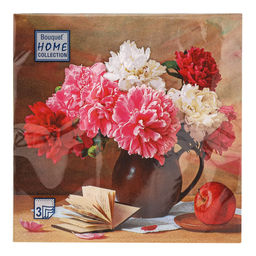 Салфетки бумажные Bouquet Home Collection Classic 33х33см, 3-х слойные, 20 штук в упаковке, 100% целлюлоза, Цветочный натюрморт (Россия)  фото 2
