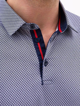 Джемпер мужской с воротником поло короткий рукав GREG G144-TD1246T-LT4618 (синий)