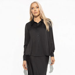 Рубашка из шелка, Цветущее очарование (черная) - Charutti фото 6