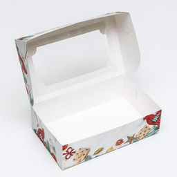 Цена за 5 шт. Коробка подарочная складная с окном «Новогодние подарки», 25×15×7 см