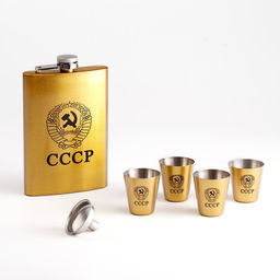 Подарочный набор «Герб СССР»: фляжка 270 мл, воронка, 4 стопки