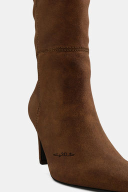 STITCHED SPLIT SUEDE HEELED BOOTS - Zara фото 8