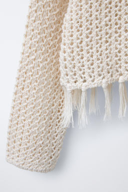 FRINGED MESH KNIT SWEATER - Zara фото 4
