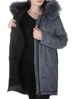 E-1961 DK. GREY Пальто женское с натуральным мехом Evcanbady - Fashion фото 9