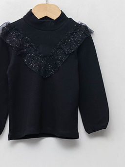 Yar?m Bal?k?? Yaka Uzun Kollu T?l Detayl? K?z Bebek Ti??rt - Waikiki фото 3