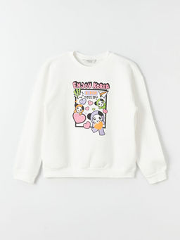 Bisiklet Yaka K-Pop Bask?l? Uzun Kollu K?z ?ocuk Sweatshirt