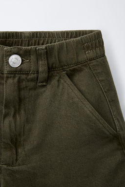 STRAIGHT TWILL BERMUDA SHORTS WITH LABEL - Zara фото 3