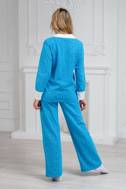 Пижама женская из жакета и брюк из футера Салли небесно-голубой - Амадэль фото 5