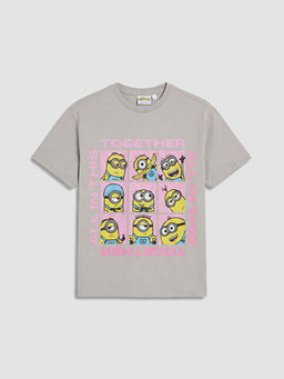 Bisiklet Yaka Minions Bask?l? K?z ?ocuk Ti??rt