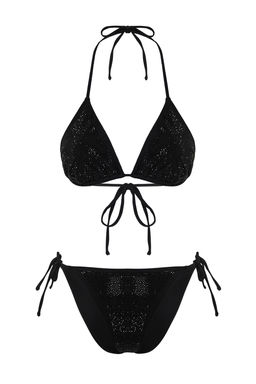 Siyah Tas Bask? Ucgen Kapl? Brazilian Normal Bel Bikini Tak?m? TBESS24BT00131