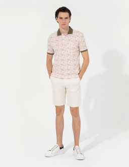 Ekru Slim Fit Bermuda _ort