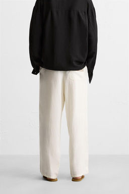 100% LINEN EMBROIDERED TROUSERS - Zara фото 3