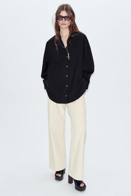 V-NECK POPLIN SHIRT - Zara фото 6