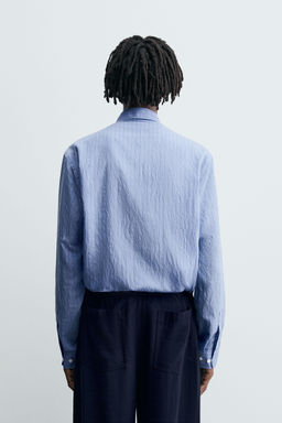 CREASED-EFFECT STRIPED FLOWING SHIRT - Zara фото 12