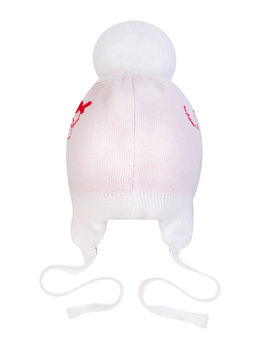 Шапка вязаная белая  "Кошка "