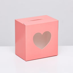 Цена за 4 шт. Коробка сборная подарочная, розовый, с фигурным окном «Сердце», 10×10×6.5 см