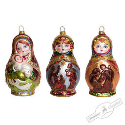 Русская матрешка асс. из 3-х (стекло) 6х9х14 см