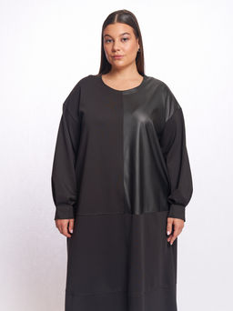 Платье с кожаной вставкой PP56606BLK01